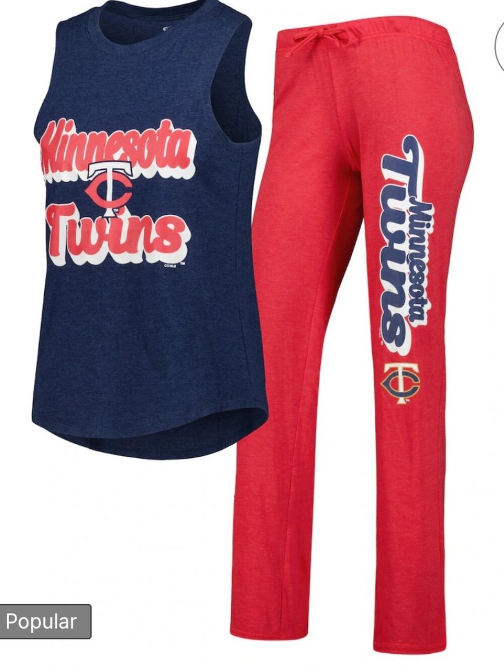 Minnesota Twins Navy Tank & Red Lounge Pants Set
